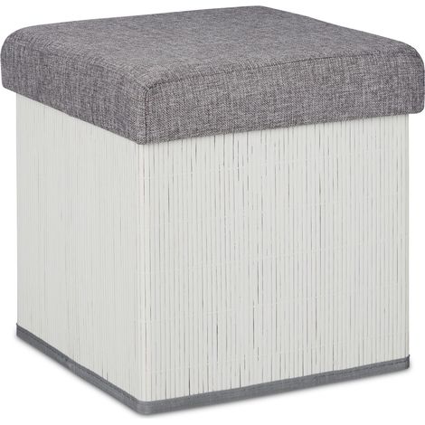Set di 2 comodi sgabelli contenitori pieghevoli 38 x 38 x 38 cm stile moderno atmosfera accogliente in bambù bianco 130012148