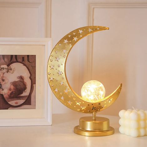 LED-Nachtlicht „Magischer Mond“, Galaxienlicht, handgefertigte 3D-Tischleuchte aus Schmiedeeisen, Dekoration für Zuhause