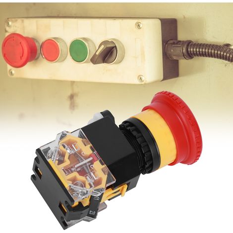 Lot de 3 boutons-poussoirs d'urgence, accessoire industriel en plastique technique, 440 V, 10 A, 22 mm (1/5)