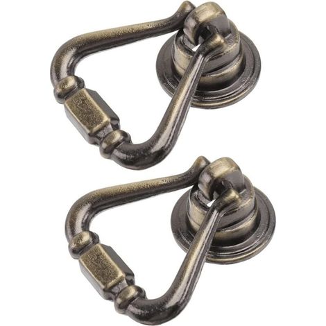 Lot de 2 poignées de tiroir en laiton antique, anneau de traction décoratif à trou unique avec vis pour meubles (1/5)