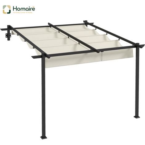 HOMAIRE Pavillon Pergola 3x3m winddicht avec toit ajustable pour jardin et terrasse, couleur crème