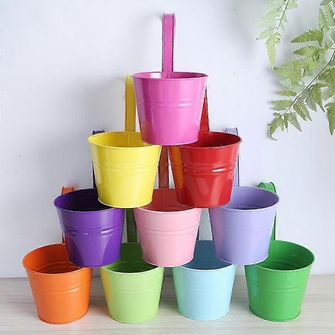 Pot de fleurs de jardin suspendu avec crochet en fer étain, jardinière suspendue pour balcon (1/5)