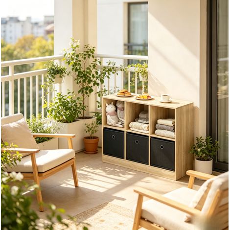 Libreria Cubby con 3 Cassetti in Tessuto, Scaffale Contenitore per Camera, Salotto e Ufficio, Legno Ingenerizzato, 80 × 30 × 61 cm (1/4)