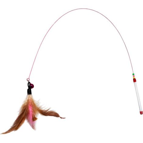 Kattvippa en plumes, jouet interactif pour chat, plumeau coloré avec manche, accessoire de jeu pour félin, lot de 1 pièce (1/5)
