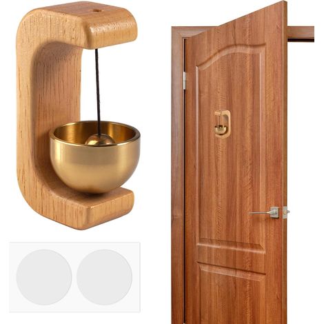 Sonnette Magnétique, sans Perçage Carillon de Porte, Carillons de Porte Magnétiques en Bois, Carillon Rétro en Forme de C avec Ruban Adhésif Double Face, pour Portes, Bureaux, Magasins, Cafés (1/5)