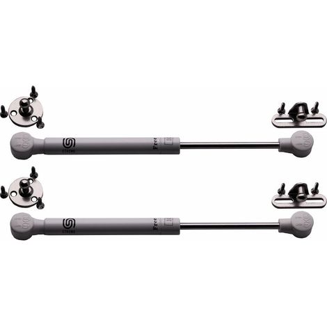 – Vérin à gaz automatique inférieur blanc pour meuble – Force 80N – Hauteur 300-550 mm – Longueur d'ouverture 247 mm – Ressort amortisseur (1/2)