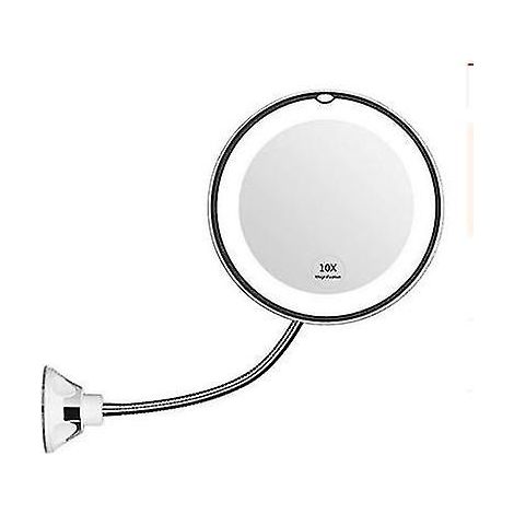 Miroir de courtoisie grossissant x10 avec éclairage et col de cygne réglable (1/4)