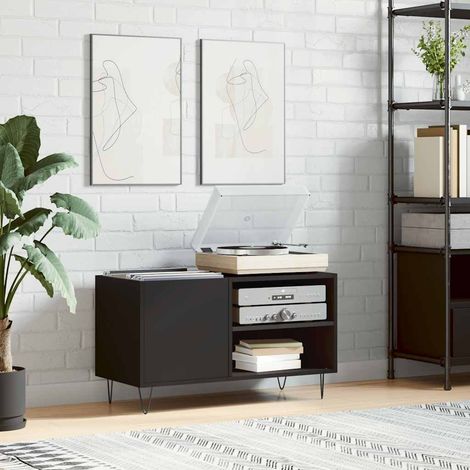 vidaXL Mueble de discos madera de ingeniería negro 85x38x48 cm (1/5)