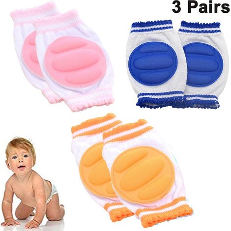 Baby-Knieschoner – Rutschfest – Atmungsaktiv – Zum Krabbeln und Laufen – Weiche Baumwolle – 3 Paar – 11 x 9 cm (1/5)