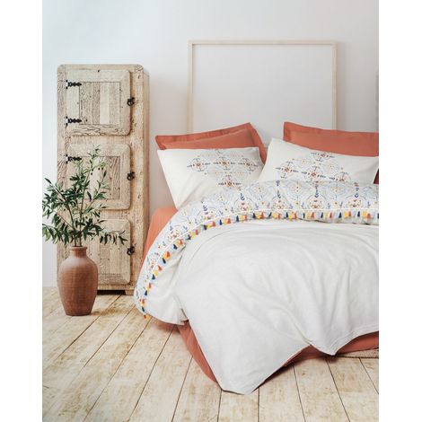 Copripiumino, copripiumino, biancheria da letto Set 100% Cotone Tile Rosso (1/2)