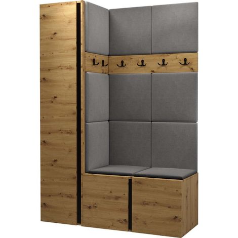Conjunto para recibidor Pinis IX, Manila 16, 186x124x46cm, Aglomerado laminado, Tapiz, Colocada, Montada en la pared
