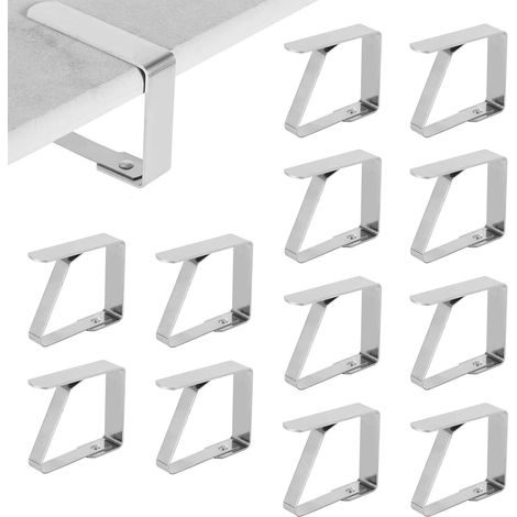 Pince Nappe, 12 pièces Grand Attache Nappe de Table, Accroche Nappe Exterieur Inoxydable pour Jardin Pique Nique Mariage Fête 3,15 x 2,76 inch (1/5)