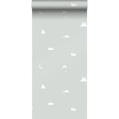 papier peint petits ours vert menthe grisé - Sanders & Sanders (1/5)