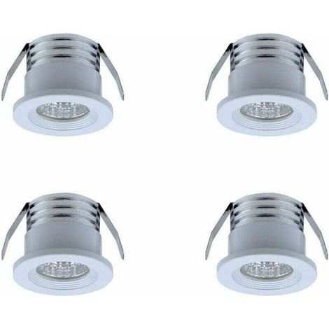 Set mit 4 Mini-LED-Einbaustrahlern, 3 W – Warmweißes Licht 3000 K – Aluminium und Glas – Durchmesser 38 mm – Für die Innenbeleuchtung (1/5)