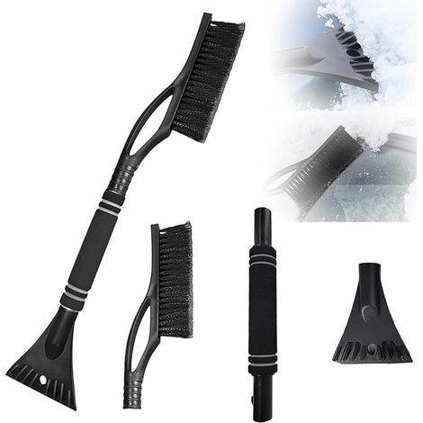 Grattoir à Glace et Brosse à Neige, 2 en 1 Brosse à Neige d'hiver Amovible, Grattoirs à Neige pour Auto, Grattoir Pare Brise, Grattoir à Givre pour Voitures, Camions et SUV (Noir) (1/5)
