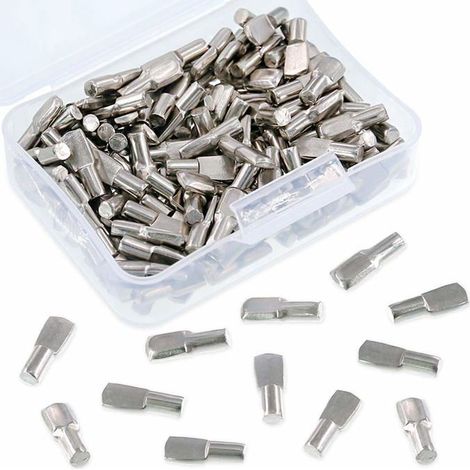 Lot de 150 supports d'étagère de 5 mm, en forme de cuillère nickelée, Parfaits pour armoire, Centres de divertissement (1/4)