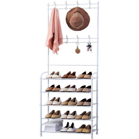 Herzberg Appendiabiti da ingresso a 4 livelli e organizer per portaoggetti da corridoio - 60x170 cm