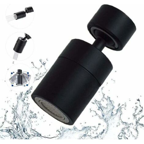 Wasserhahn-Luftsprudler, 360° drehbarer Wasserhahn-Luftsprudler, 2-Modus-Adapter, 22 mm Innengewinde, Guazhuni (Schwarz) (1/4)
