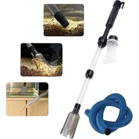 Aspirateur Aquarium Electrique, 3en1 Kit de Siphon d'Aquarium, Pompe à Siphon à Vide, Changeur d'Eau Laveur de Sable Nettoyage Des Débris Filtre Aspirateur de Gravier Électrique Convient pour