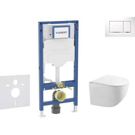 Geberit Duofix - Conjunto de módulo de instalación empotrada, inodoro Gaia y asiento softclose, pulsador de descarga Sigma20, blanco/cromo SANI11CA3119B (1/5)