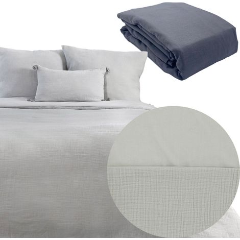 Parure 260x240 gaze coton GRIS + DH OBIO anthracite 140x190 à 200 (1/4)