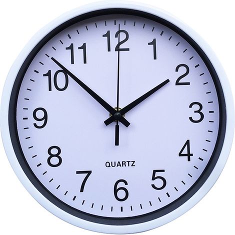 Horloge Murale Silencieuse - Mouvement Kangbashi - Cadran PVC - Aiguilles Métalliques - Pour Chambre Cuisine Bureau - 1 Pièce