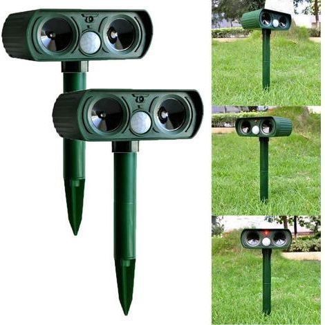 Répulsif solaire ultrasonique en 2 pièces pour chiens et chats, renards, cerfs, rongeurs, détecteur PIR, fermes, jardins (1/5)