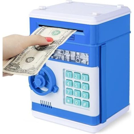 Tirelire Electronique ATM Coffre-Fort avec Code pour Enfants,Bleu (1/5)