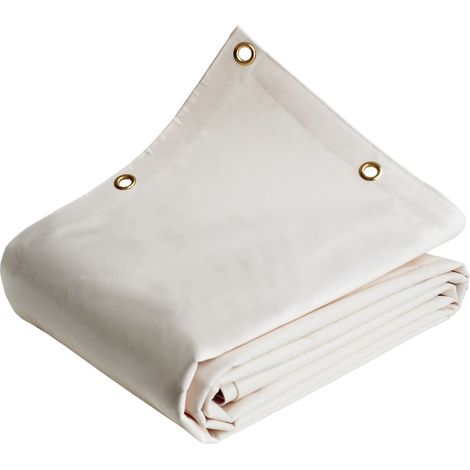 TECPLAST Bâche Bois 5x8 m LP640BO Blanc Crème - Garantie 8 ans - Bâche de protection étanche en PVC pour Bois de chauffage