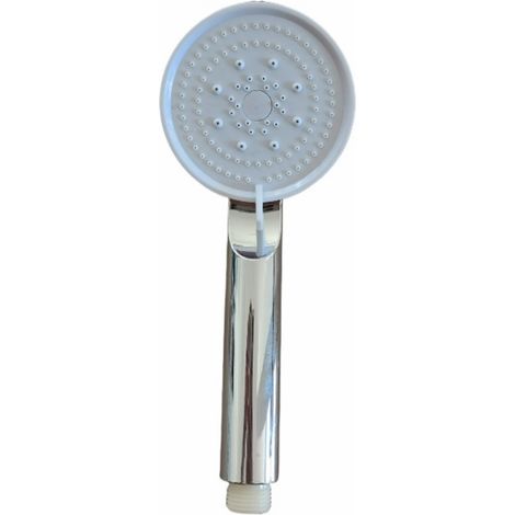 Pommeau de douche argenté multifonction 5 jets haute pression économie d'eau anti-calcaire salle de bain universel réglable 8,5x24 cm (1/4)