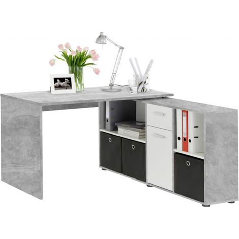 Bureau d'Angle Réversible "Oxela" 135cm Gris (1/2)