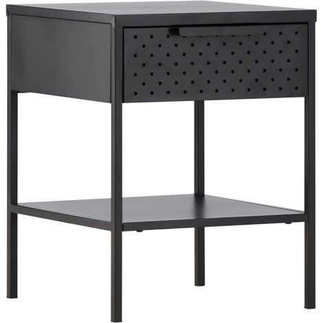 Table de Chevet en Métal "Sacramento" 52cm Noir (1/5)