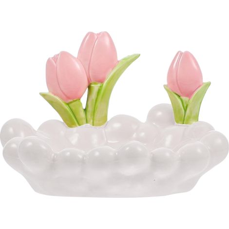Filiyano-Plateau de rangement de bureau pour parfums et rouges à lèvres, plateau à bijoux en céramique, forme de tulipes blanches, multifonctionnel (1/5)