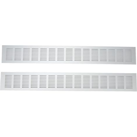 Grille d’aération rectangulaire en aluminium anodisé – Lot de 2 pièces (80 × 600 mm) pour armoire, placard ou meuble à chaussures