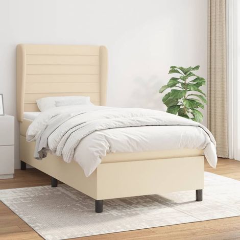 Boxspringbett mit Matratze Creme 100x200 cm Stoff (1/5)