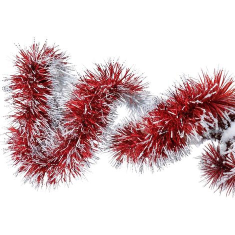 Guirlande De Noël - Guirlande Métallique Rouge Et Blanche 200 Cm - Décoration Pour Arbre De Noël Rampe D'escalier Intérieur Extérieur - 1 Pièce (1/5)