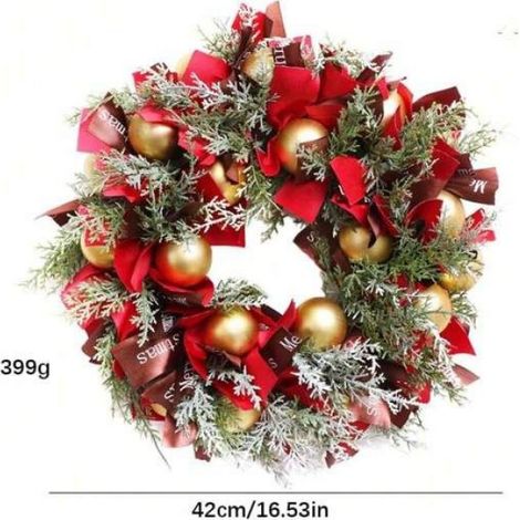 Couronne Noël 42cm,porte/mur/fenêtre/cheminée,boules déco,maison/fête/vacances intérieur/extérieur. (1/5)
