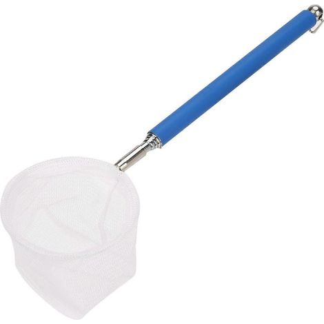 Épuisette de pêche réglable pour mini aquarium (filet rond bleu) pour écumer les poissons et les crevettes. (1/5)