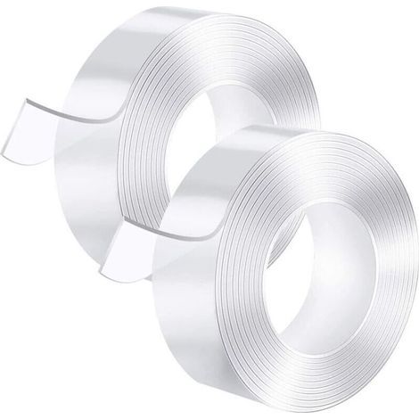 Nano Tape 2 Stück Waschbares Klebeband Multifunktionales wiederverwendbares Silikonklebeband Spurloses doppelseitiges Gel-Klebeband Rutschfestes doppelseitiges Klebeband (5 m 2 cm 2 mm) (1/5)