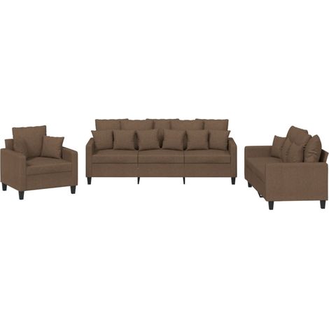 Maison Exclusive - Set di Divani 3 pz con Cuscini Marrone in Tessuto (1/5)