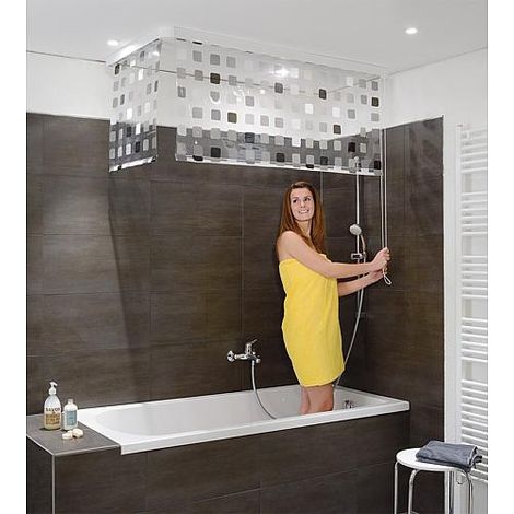 Banyo – Rideau de douche gris 1320 x 560 mm – 100% vinyle – Non rétrécissable – Installation simple et rapide – Pour douches et baignoires (1/3)
