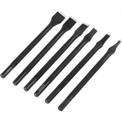 Poinçon japonais noir à tête plate droite fendue, utilisé pour la découpe d'outils de bricolage en cuir. (1/5)