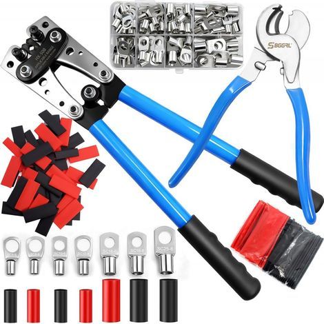 Pince à sertir SBGGRL pour câbles de batterie avec ciseaux à fil, pour câbles de section 6/10/16/25/35/50 mm², 80 cosses annulaires (1/5)