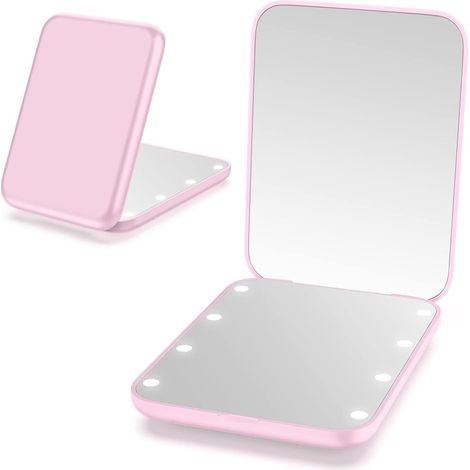 LED-Taschenspiegel mit 2-facher Vergrößerung – Kompakter, beleuchteter und tragbarer Handtaschenspiegel, ideal für Make-up-Auffrischungen und Schönheits-Styling