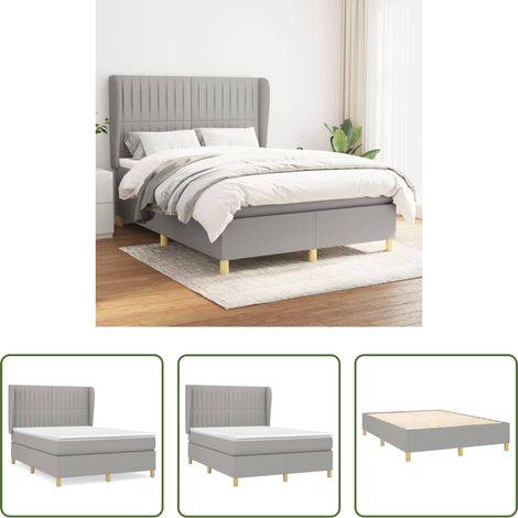 vidaXL Matelas à ressorts ensachés -  Sommier à lattes de lit avec matelas Gris clair 140x190cm Tissu (1/5)
