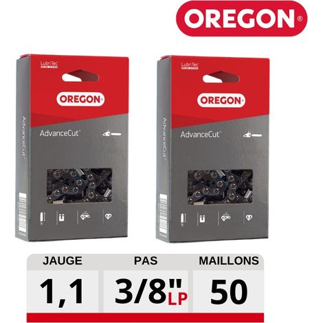 Kit 2 chaines tronçonneuse Oregon advanceCut 3/8LP 043 50 dents