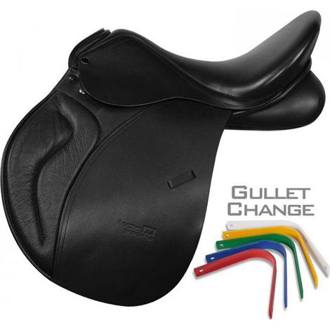 17''' = 43 cm, Noir: Selle anglaise pour costume grenoblois en cuir avec selle de course interchangeable