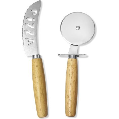 2 pièces Couteau à Pizza, Roulette à Pizza, Coupe-pizza Professionnel, Couteau à Pizza en Acier Inoxydable, Convient pour les pâtisseries, le pain, les pizzas, les fromages à pâte molle et dure. (1/4)