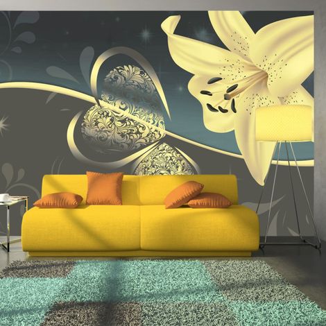 Papier Peint "Lily in Shades of Gray" 210 x 300 cm (1/2)