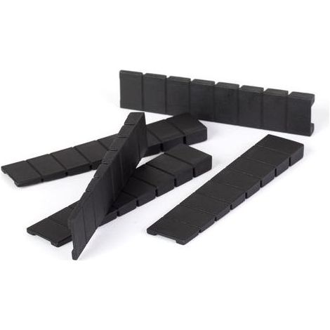 Lot de 20 cales pour meubles - 8 x 20 x 98mm - En plastique - Avec points de rupture prédéfinis intégrés - Noir (1/5)